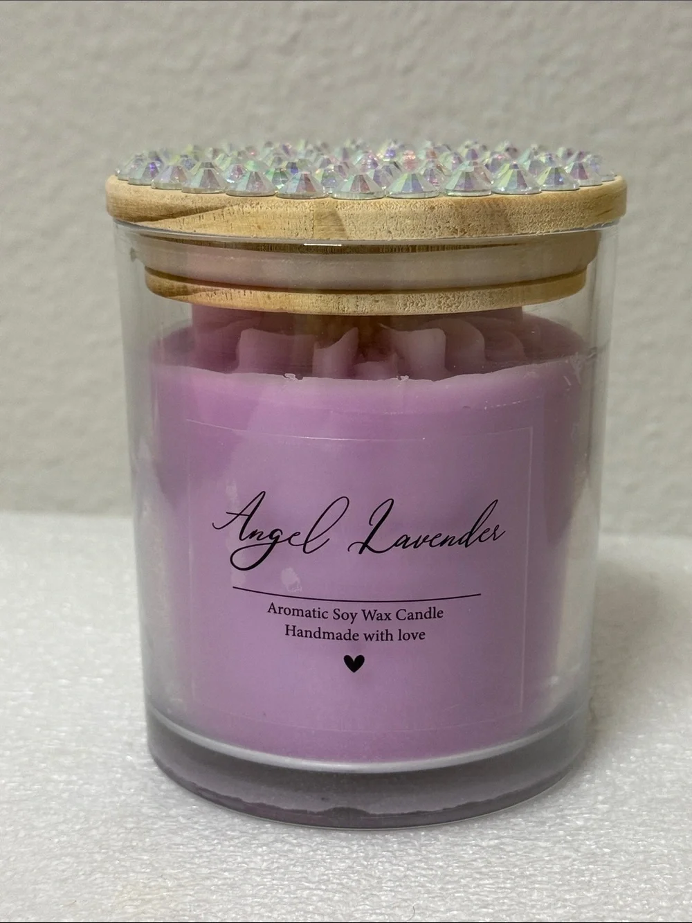 💜✨ Lavender Soy Candle with Jeweled Lid | Hand Bedazzled | Floral Accent Candle